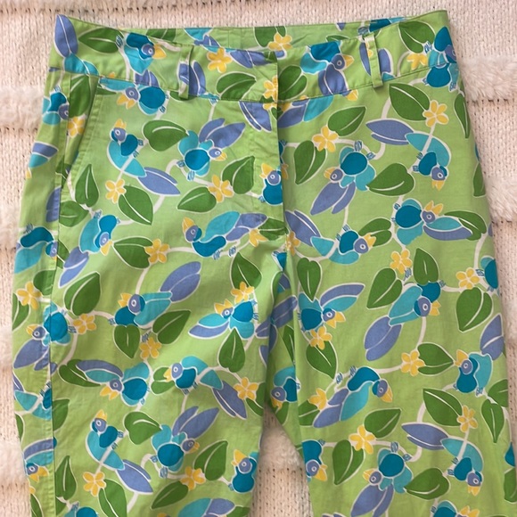 Lilly Pulitzer pants blue jay bird green size 8 - Picture 2 of 9